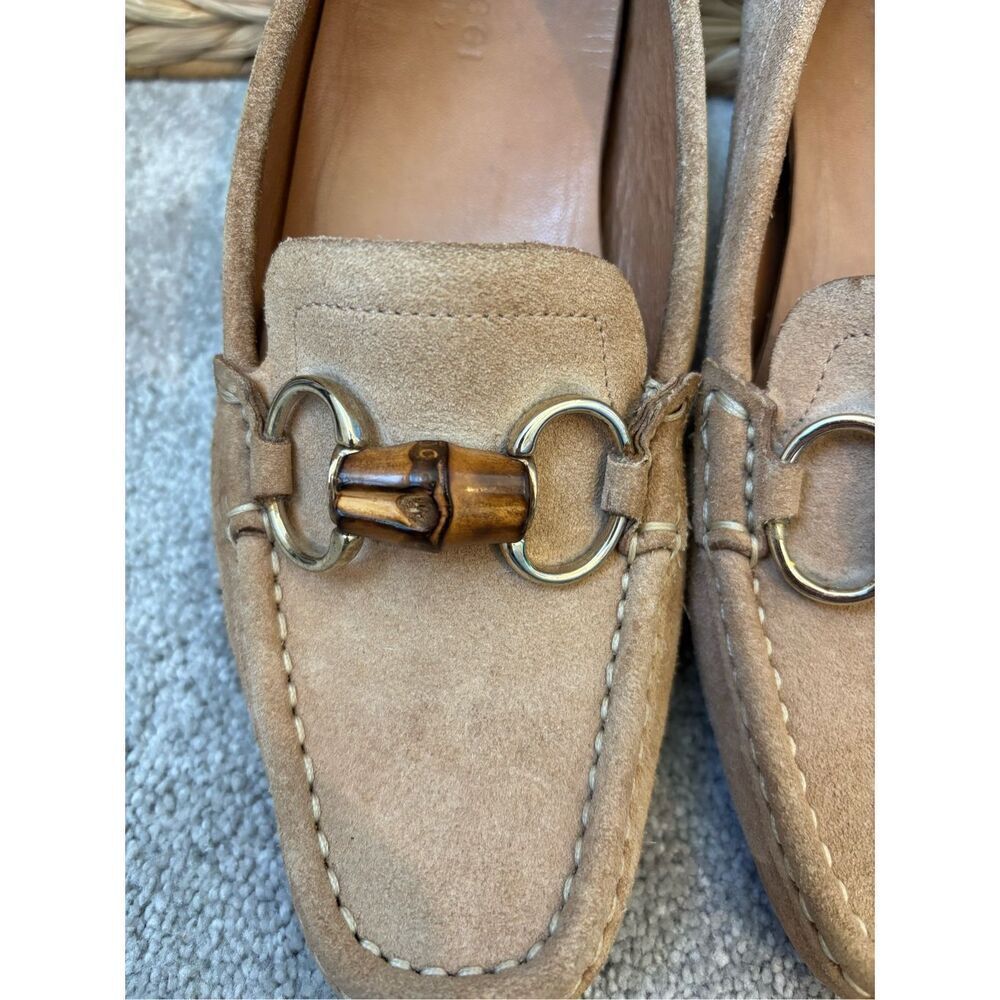 EUC GUCCI Suede bamboo horsebit driving loafer, tan, Sz 36 $1,050 - Picture 3 of 11